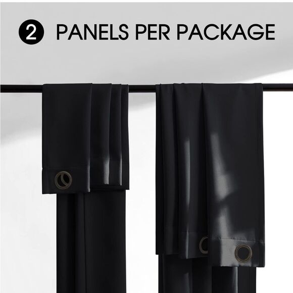 Set of two Elegant Black Grommet blackout Curtains. NWT - Picture 5 of 8